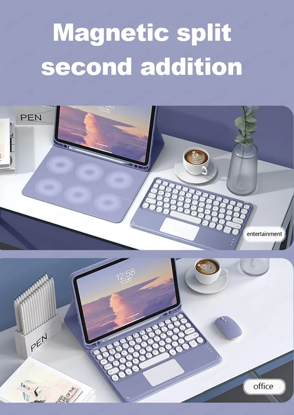 iPad Accessory Bundle with Bluetooth Keyboard, Wireless Mouse and iPad case