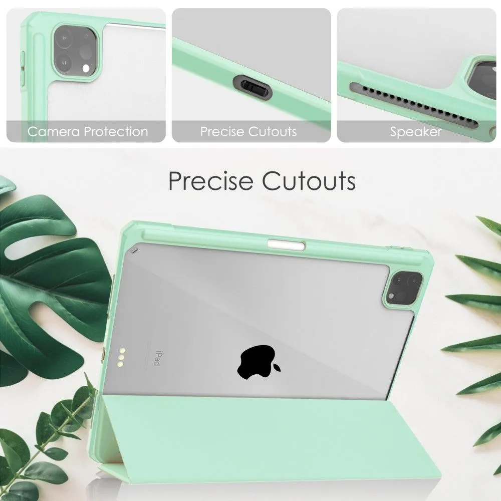 iPad Pro 11 (2021) transparent TPU   PU leather flip case - Light Green