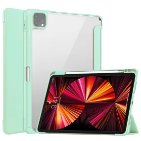 iPad Pro 11 (2021) transparent TPU   PU leather flip case - Light Green