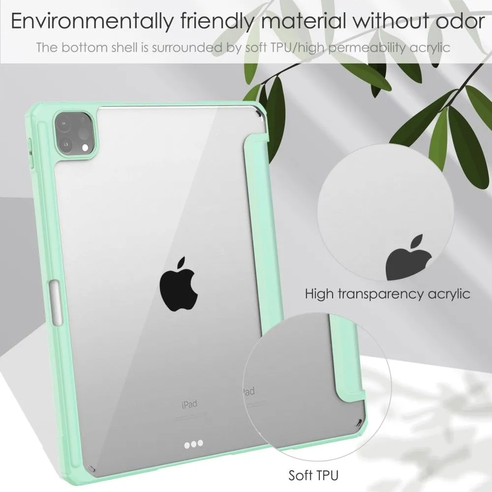 iPad Pro 11 (2021) transparent TPU   PU leather flip case - Light Green