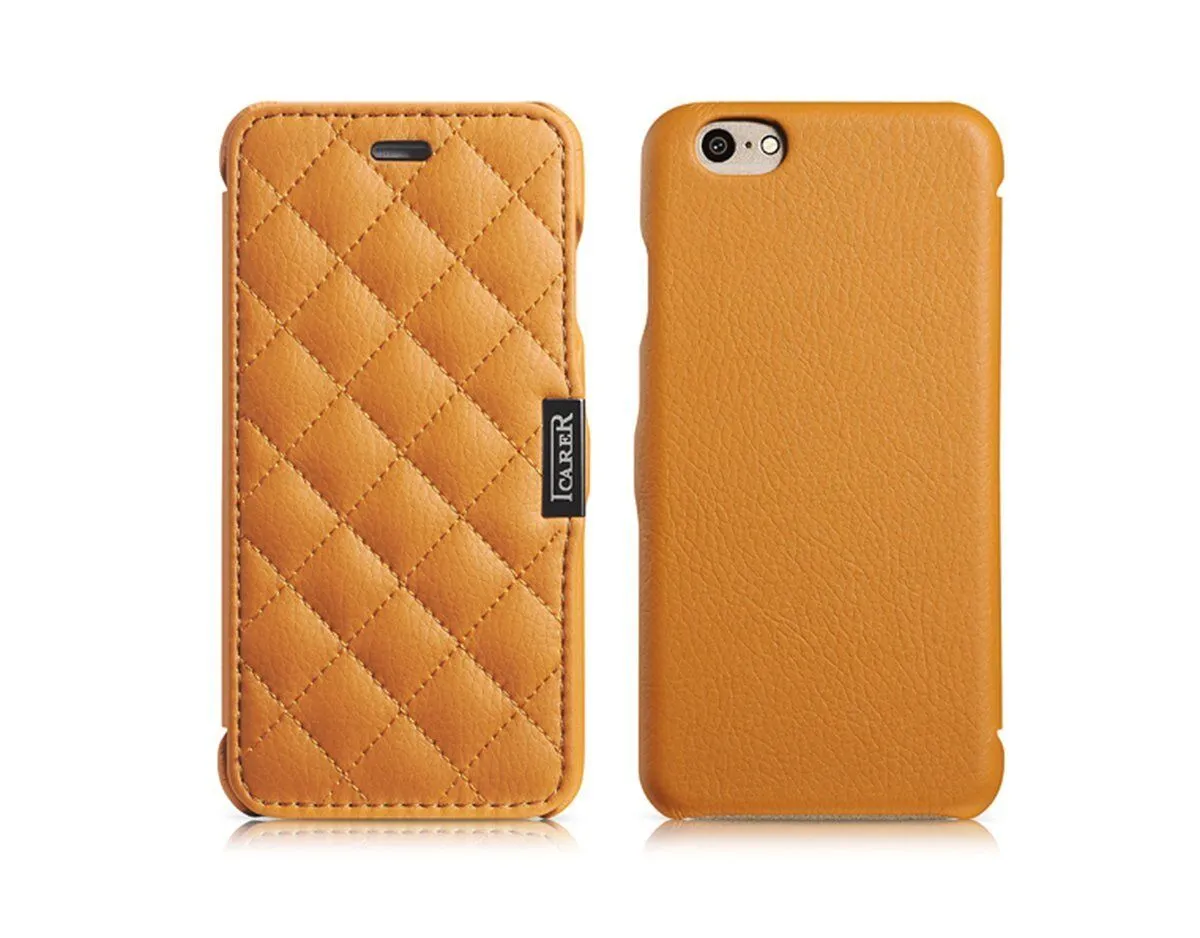 iPhone 6/6S 4.7inch Case Check Pattern Genuine Leather Microfiber Flip Case