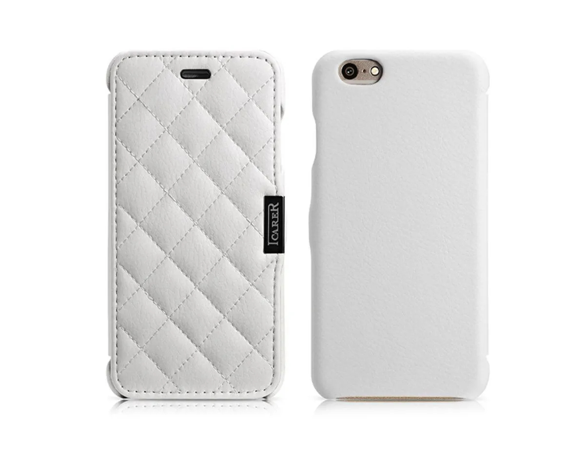 iPhone 6/6S 4.7inch Case Check Pattern Genuine Leather Microfiber Flip Case