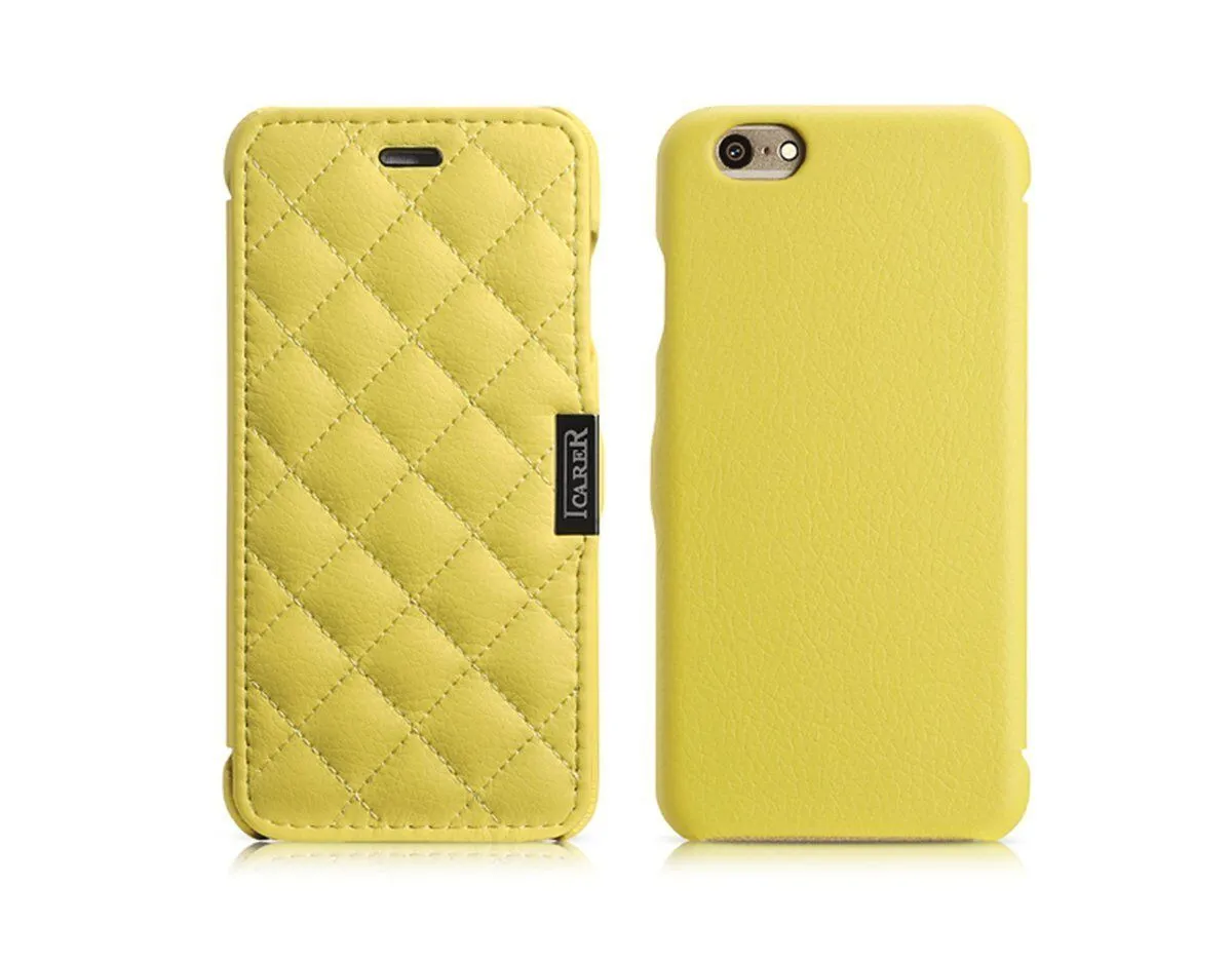 iPhone 6/6S 4.7inch Case Check Pattern Genuine Leather Microfiber Flip Case