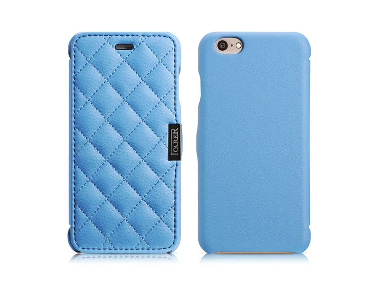 iPhone 6/6S 4.7inch Case Check Pattern Genuine Leather Microfiber Flip Case