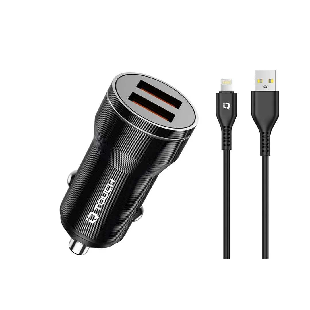 IQ Touch 18W Dual Car Charger with 1M Charging Cable - POWERDRIVE-2L