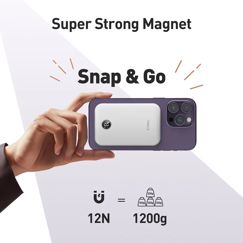 iWALK PowerGrip Slim | 2024 Update 18W 5000mah Magnetic Power Bank, Super Slim and Excellent grip feeling.