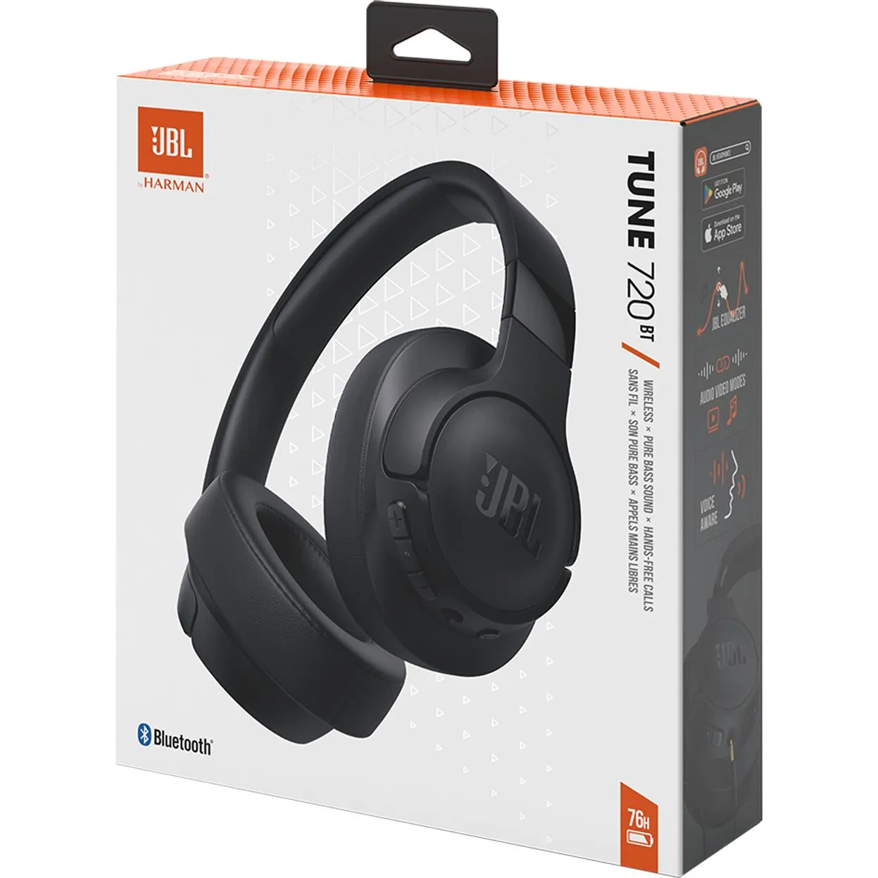 JBL Bluetooth Over-the-Ear Headphones with Microphone TUNE720BTBLKAM