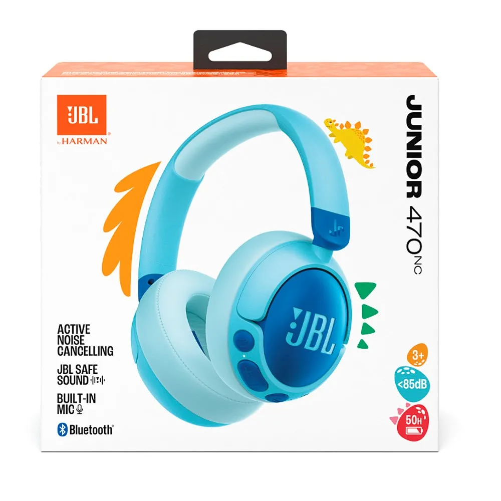 JBL Junior 470NC Over-Ear Børne Headset Maks. 85 dB m. Bluetooth og Aktiv Støjreduktion - Høretelefoner - Blå