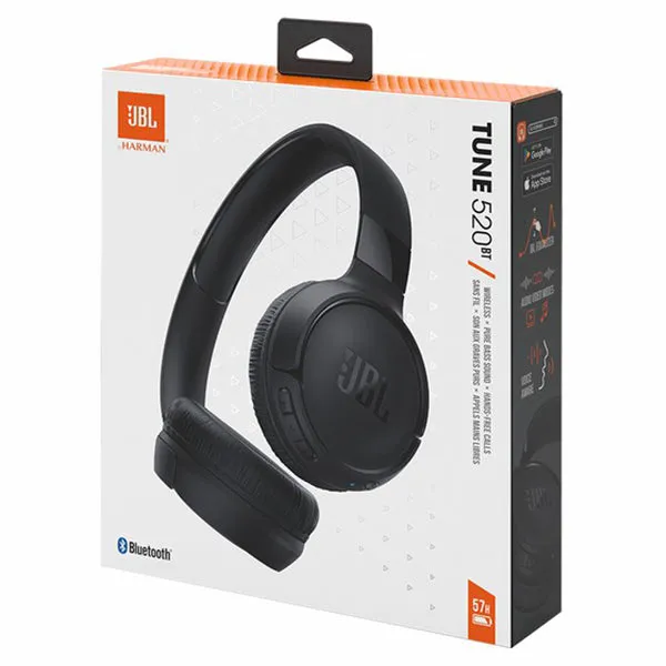 JBL Tune 520BT On-Ear Wireless Bluetooth Headphones - Black | JBLT520BTBLKEU