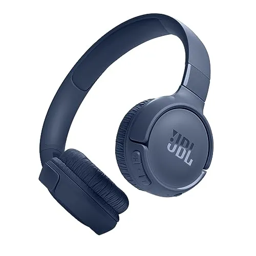 JBL Tune 520BT Wireless On Ear Headphones with Mic, Pure Bass Sound, Upto 57 Hrs Playtime, Speedcharge, Customizable Bass with Headphones App, Lightweight, Bluetooth 5.3 (Blue)