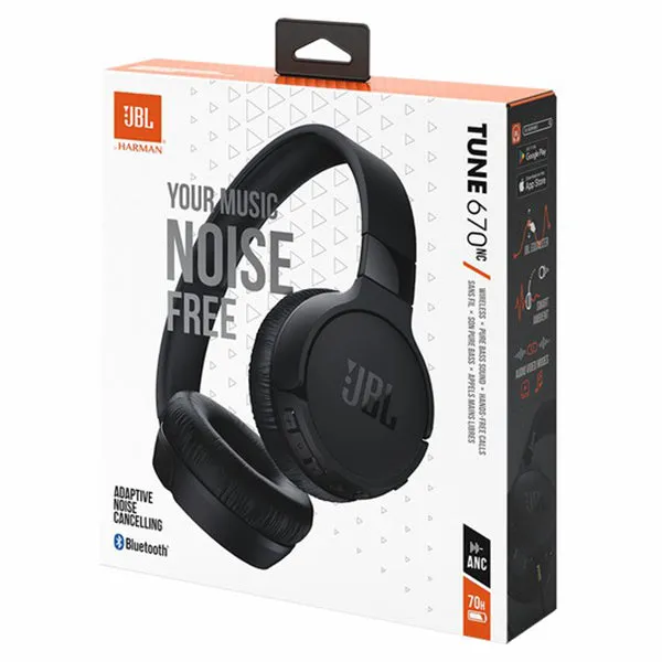 JBL Tune 670NC Adaptive Noise Cancelling On-Ear Wireless Headphones - Black | JBLT670NCBLK