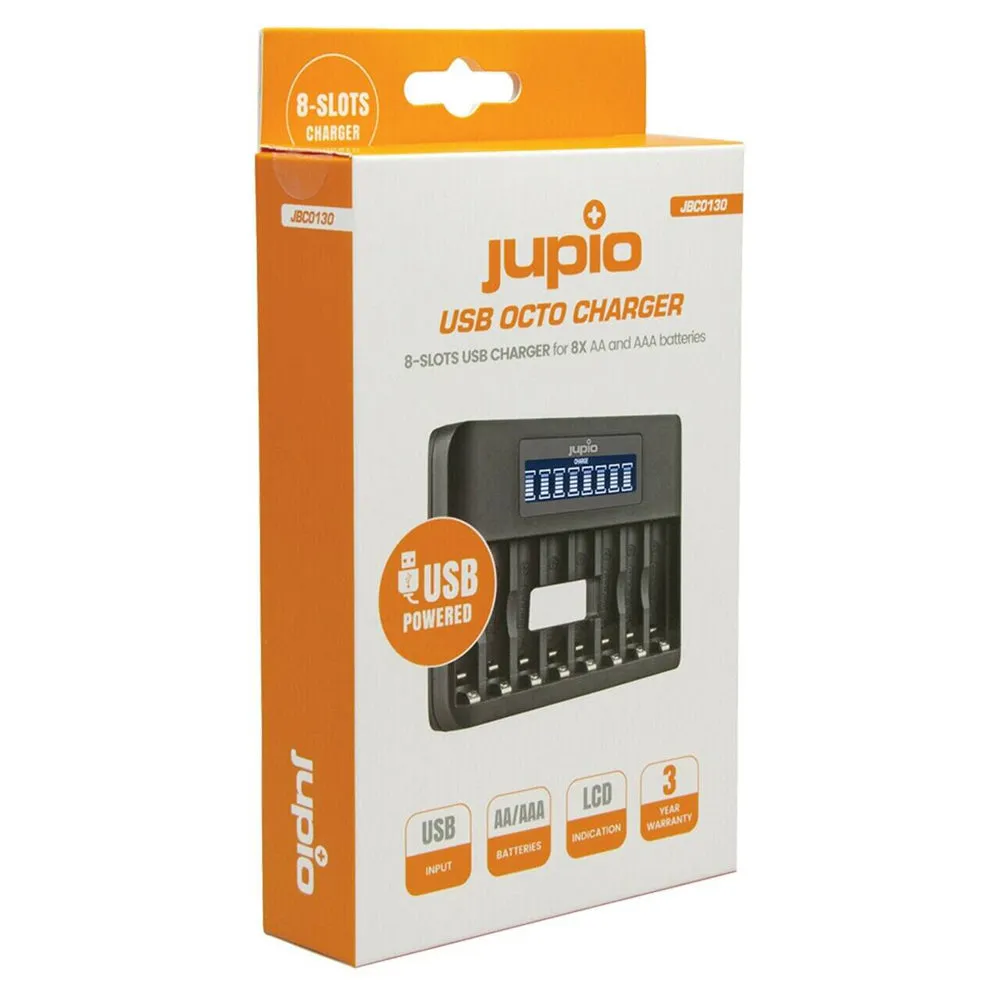 Jupio 8-Slot AA & AAA USB Octo Fast Battery Charger