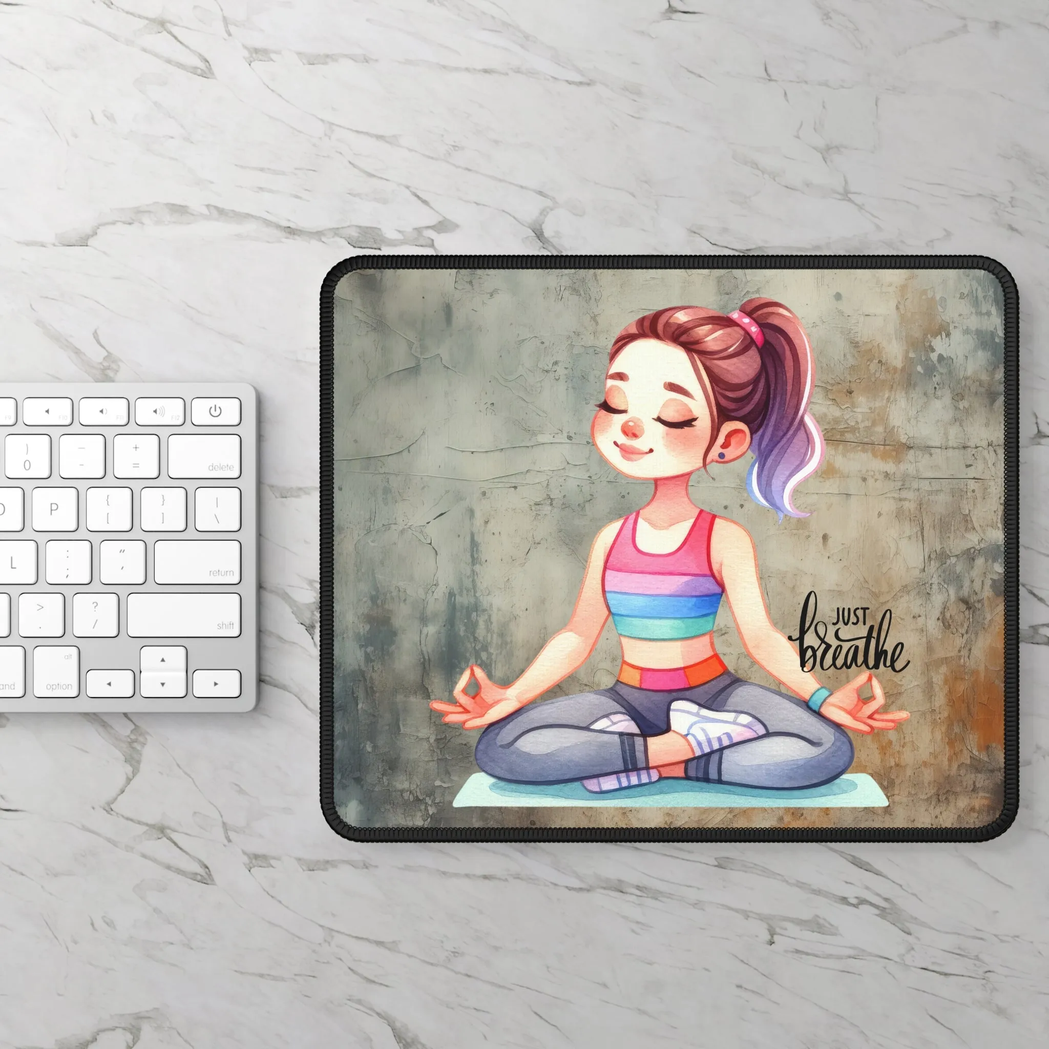 Just Breathe Yoga Mouse Pad,Unique Gift For Meditation And Yoga Lover, Cute Yoga Mouse Pad, Mindful Yoga Gift, Yoga lover Mouse Pad, Yoga Instructor Gift, Gift For Yoga lovers, Gift For Yogi.