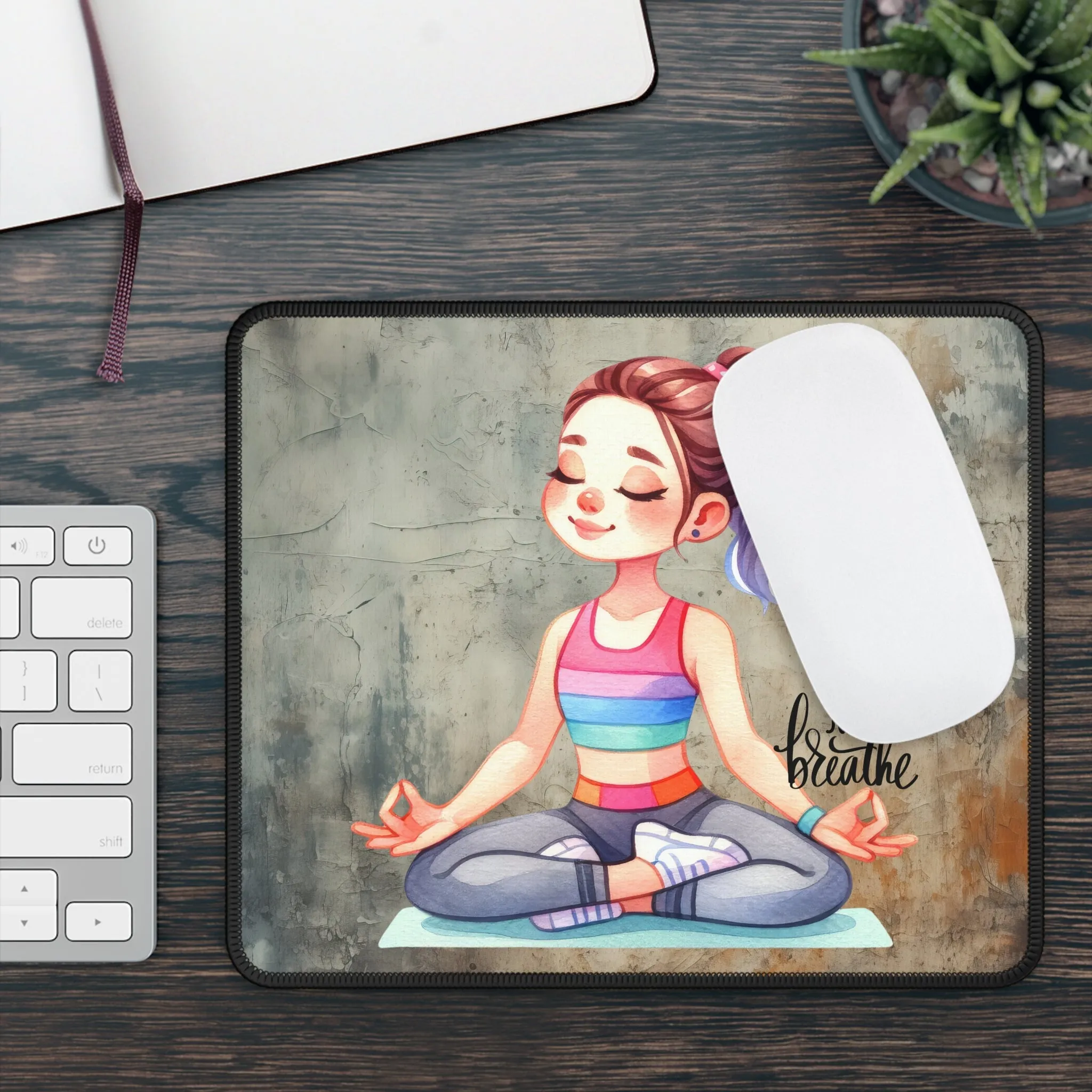 Just Breathe Yoga Mouse Pad,Unique Gift For Meditation And Yoga Lover, Cute Yoga Mouse Pad, Mindful Yoga Gift, Yoga lover Mouse Pad, Yoga Instructor Gift, Gift For Yoga lovers, Gift For Yogi.