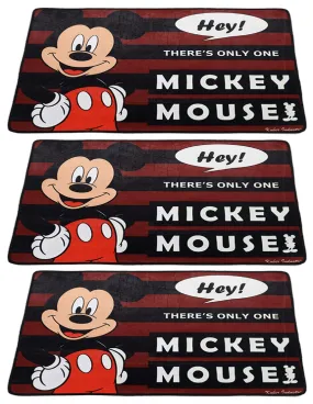 Kuber Industries Disney Mickey Mouse 3 Pieces Anti-Slip Door Mat 23"x15" (Maroon) - CTKTC46037