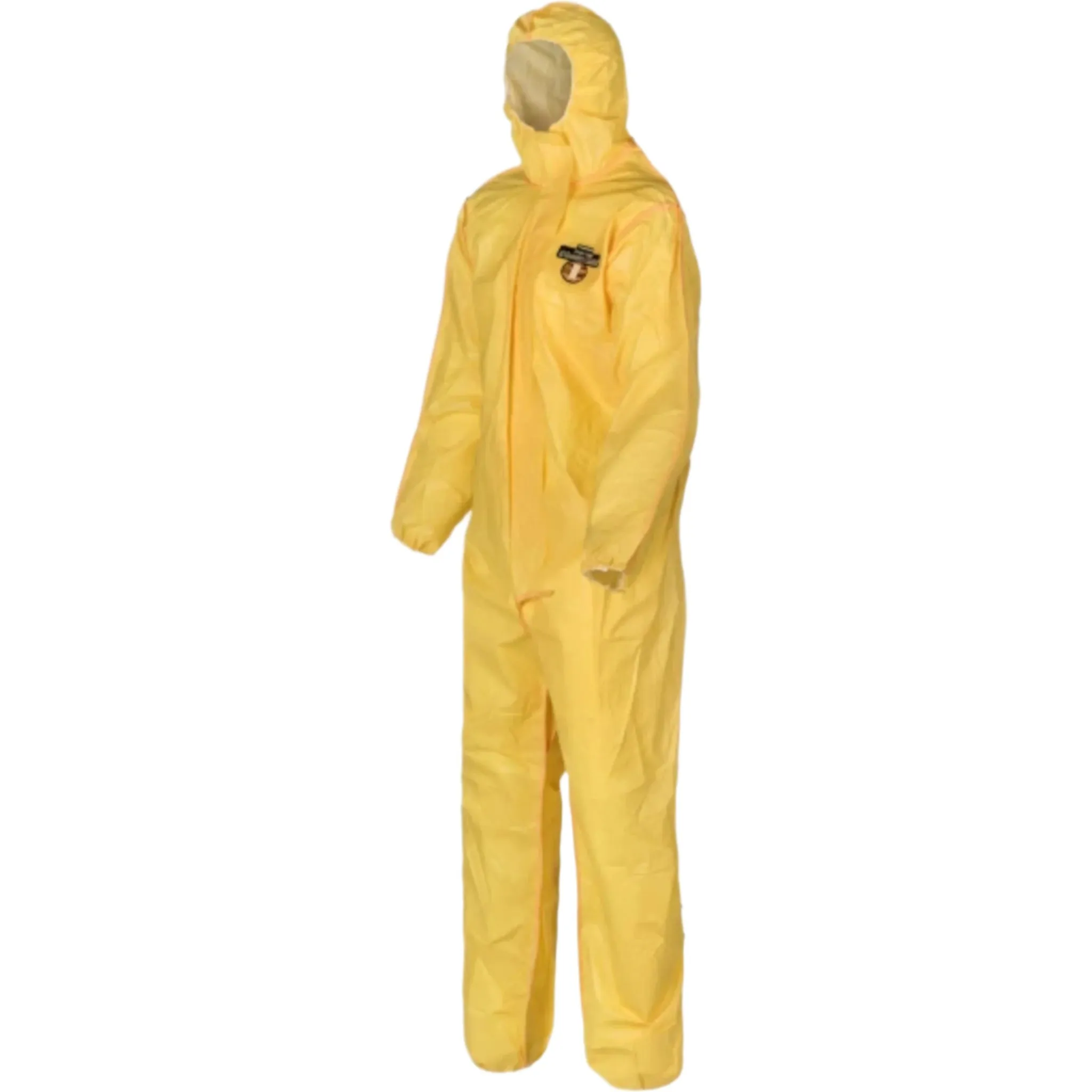 Lakeland C1B428Y-LG ChemMax 1 Coverall, Bound Seam, Attached Hood & Elastic, Yellow, Large, Case of 25