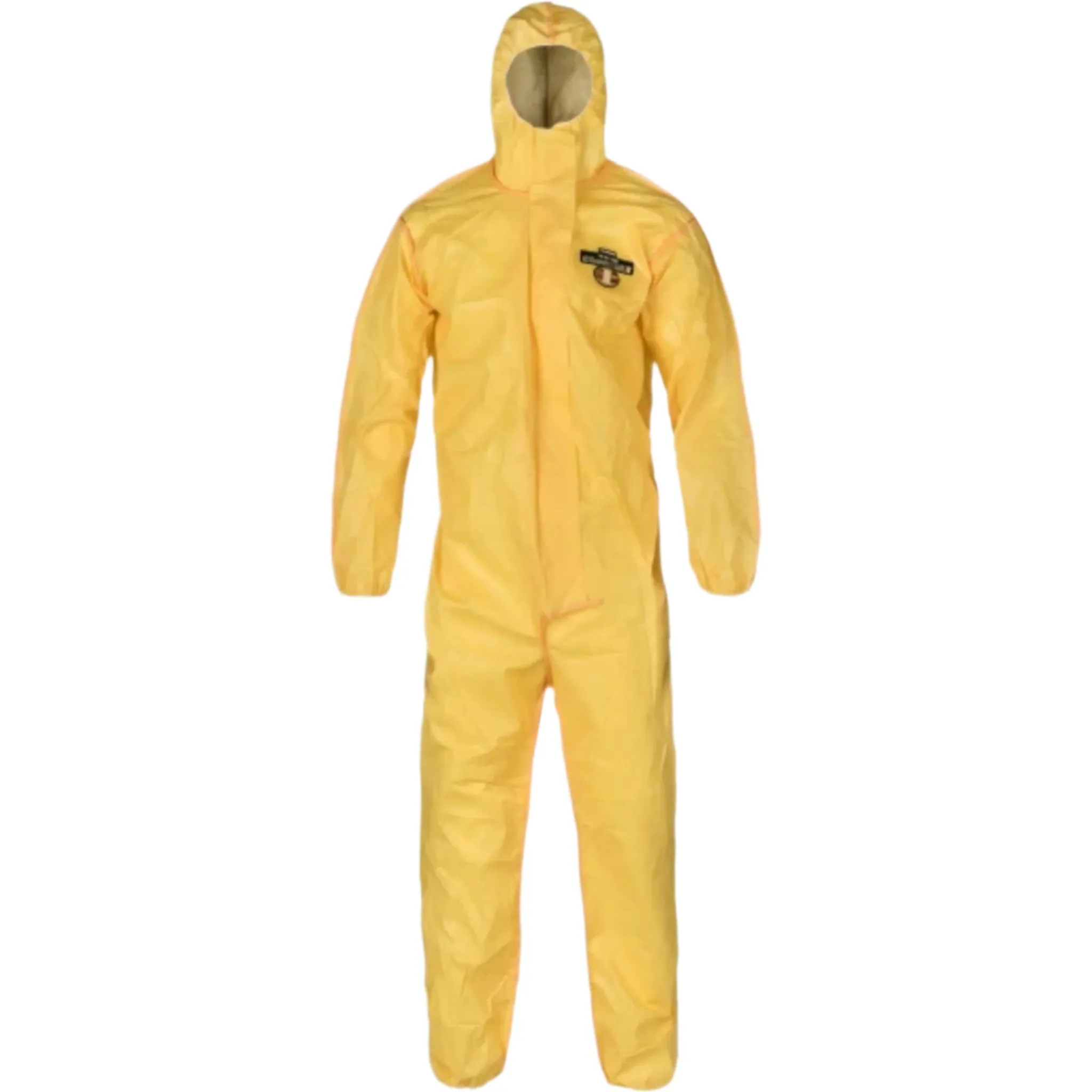 Lakeland C1B428Y-LG ChemMax 1 Coverall, Bound Seam, Attached Hood & Elastic, Yellow, Large, Case of 25