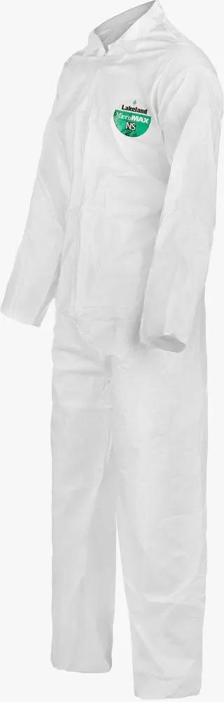 Lakeland MicroMax NS MNSA412 ANSI Pattern Disposable Coveralls with Open Wrists and Ankles, Serged Seam, Zipper Closure, White, Case of 25