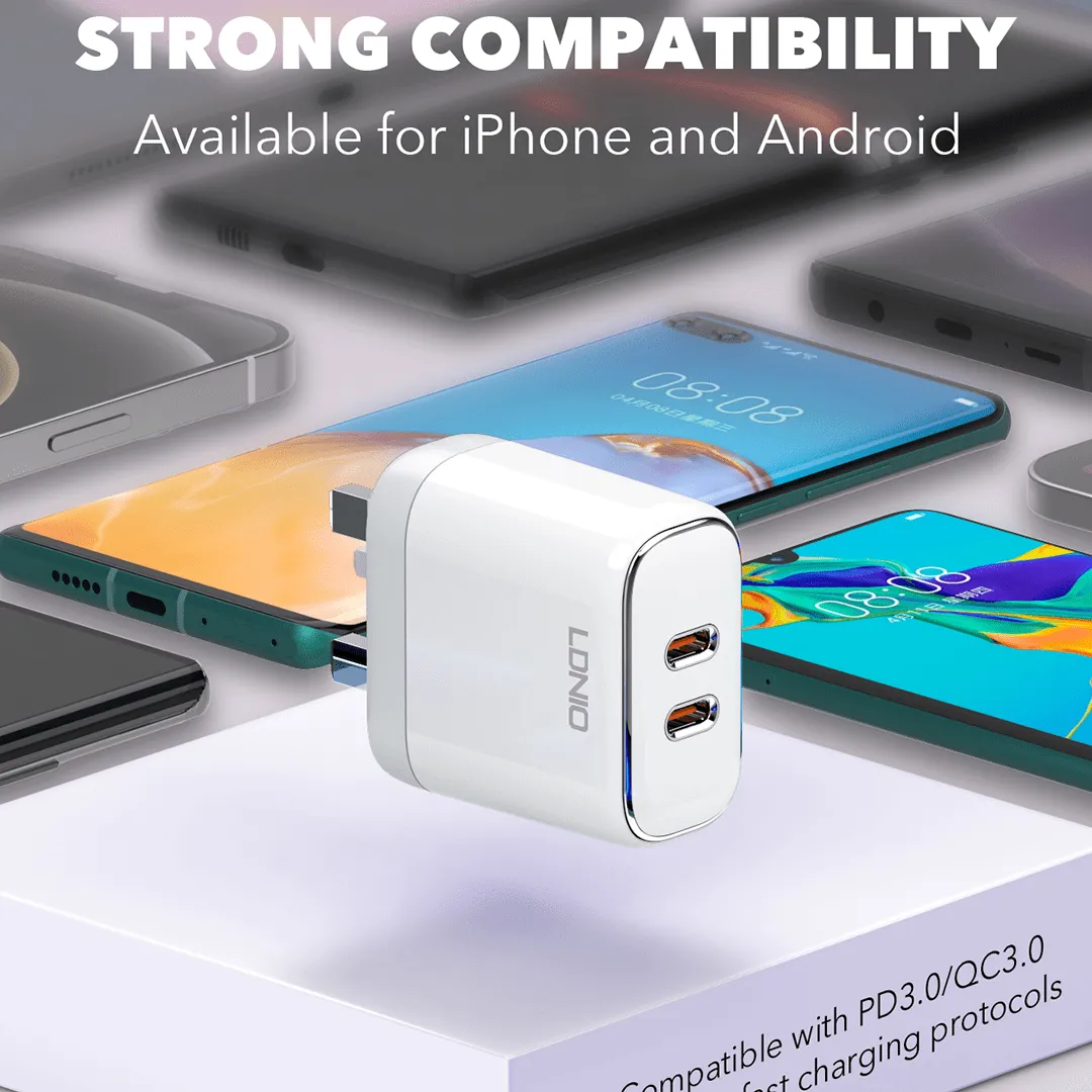 LDNIO 35W Dual USB-C Fast Charger UK