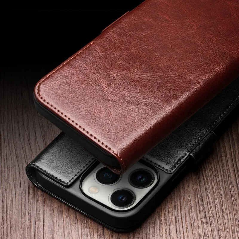 Leather Flip Phone Case With Card Slots For iPhone