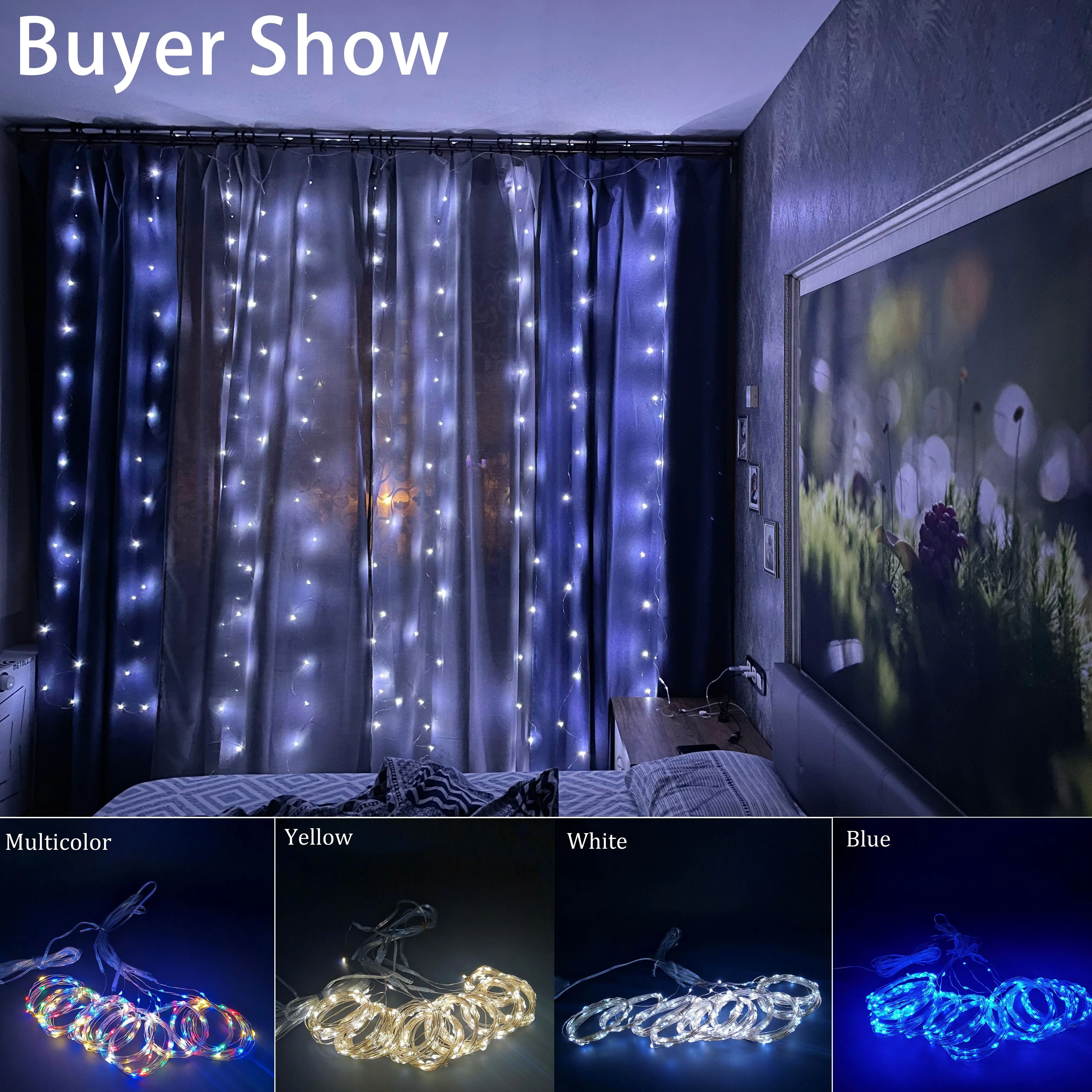 LED String Lights Christmas Decoration Remote Control USB Wedding Garland Curtain 3M Lamp Holiday For Bedroom Bulb Outdoor Fairy