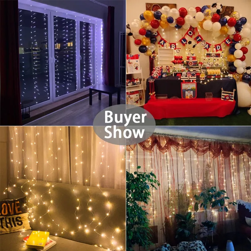 LED String Lights Christmas Decoration Remote Control USB Wedding Garland Curtain 3M Lamp Holiday For Bedroom Bulb Outdoor Fairy