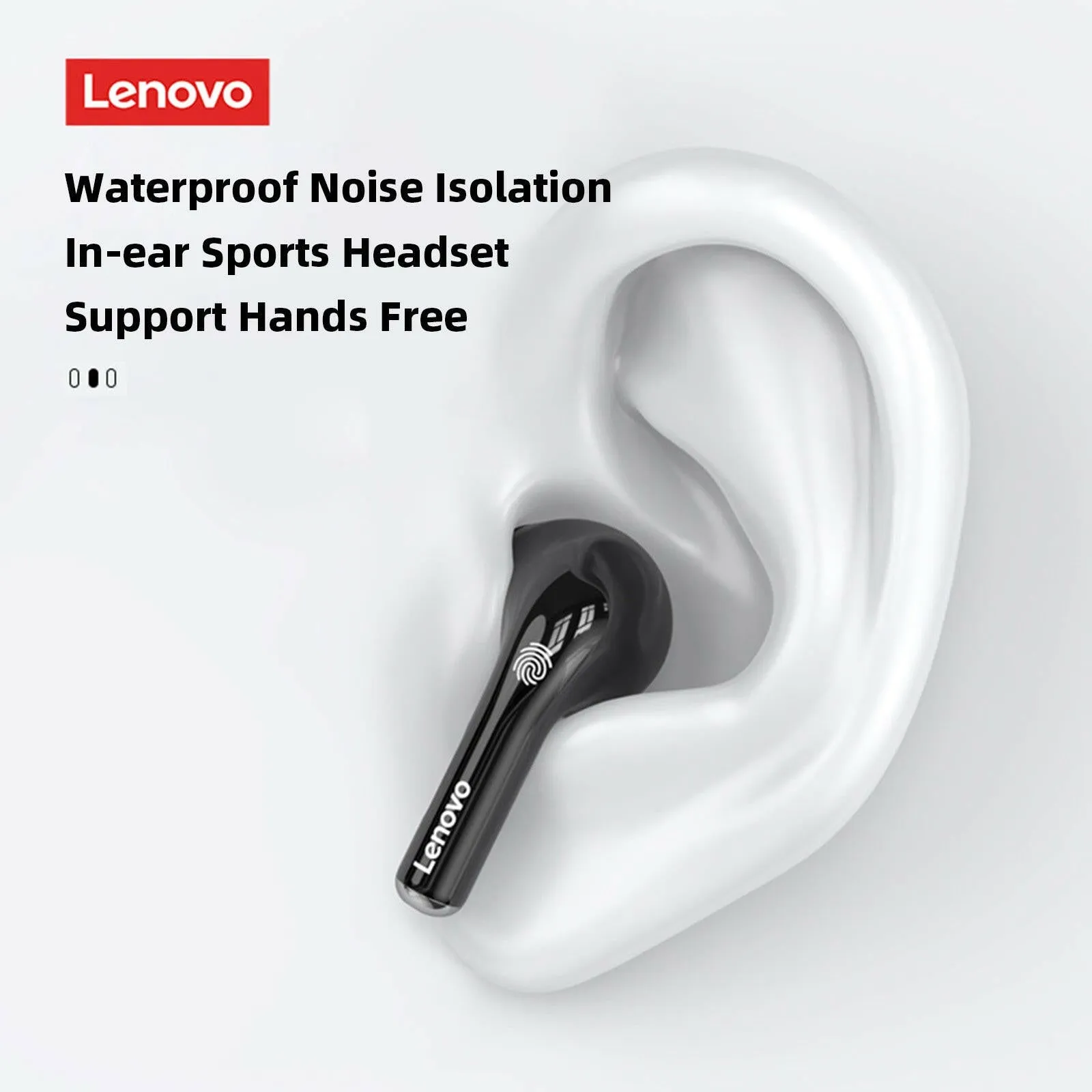 Lenovo LP12 BT 5.1 Earbuds Wireless Headphones BT Earphone with Mic Waterproof Noise Isolation Earbuds Quick Charge Fast Pairing In-ear Sports Headset Charging Box Touch Control