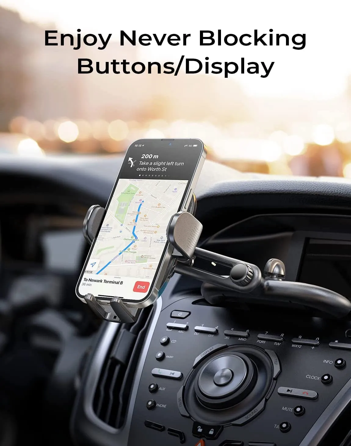 LISEN Adjustable Phone Mount for Car, CD Car Phone Holder for Iphone Car Holder Mount Ultra Sturdy Vent Cell Phone Mount CD Slot Car Mobile Phone Holder for Iphone 15 Samsung S23 All Phones