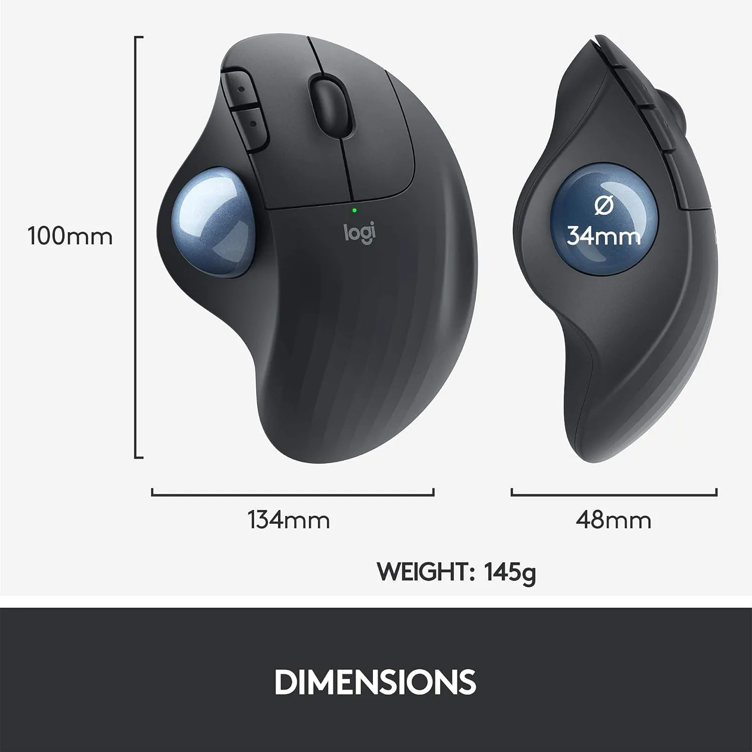 Logitech Ergo M575 Wireless Trackball Mouse with Optical and Precision Tracking | Ergonomic Design | Maximum Comfort