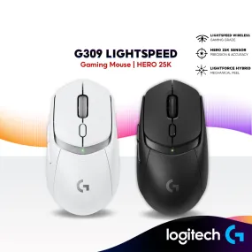 Logitech G309 LIGHTSPEED Wireless Gaming Mouse, Lightweight, LIGHTFORCE Hybrid Switches, HERO 25K Sensor - Black / White