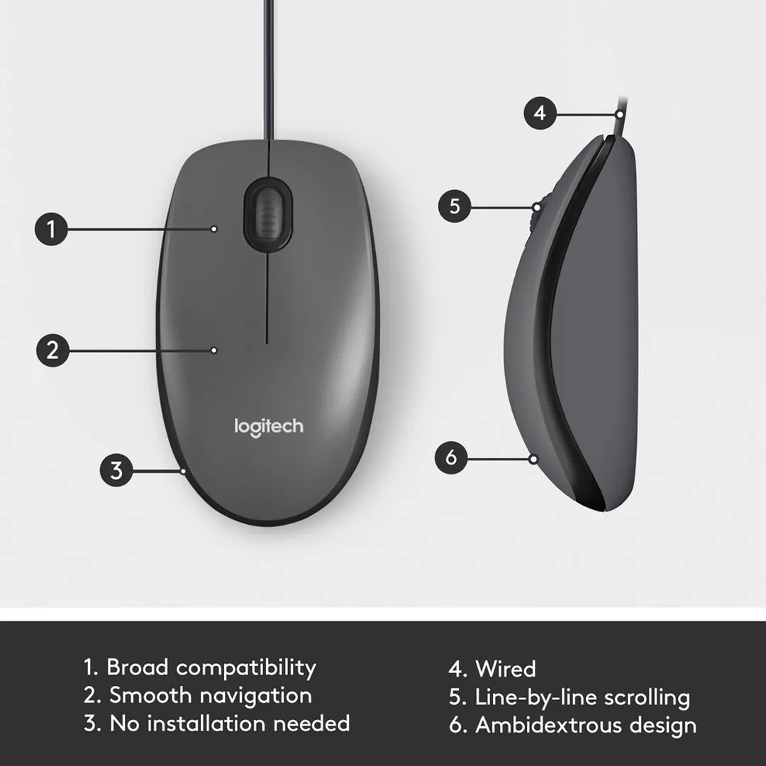 Logitech M100 Wired Optical Mouse