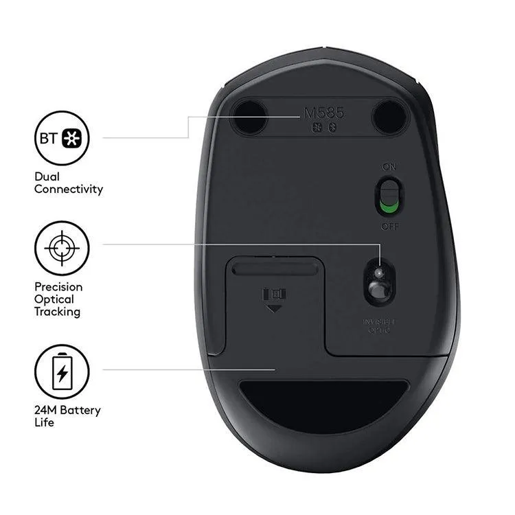 Logitech M590 Silent Dual-Mode Bluetooth Mouse with Multi-Device Control