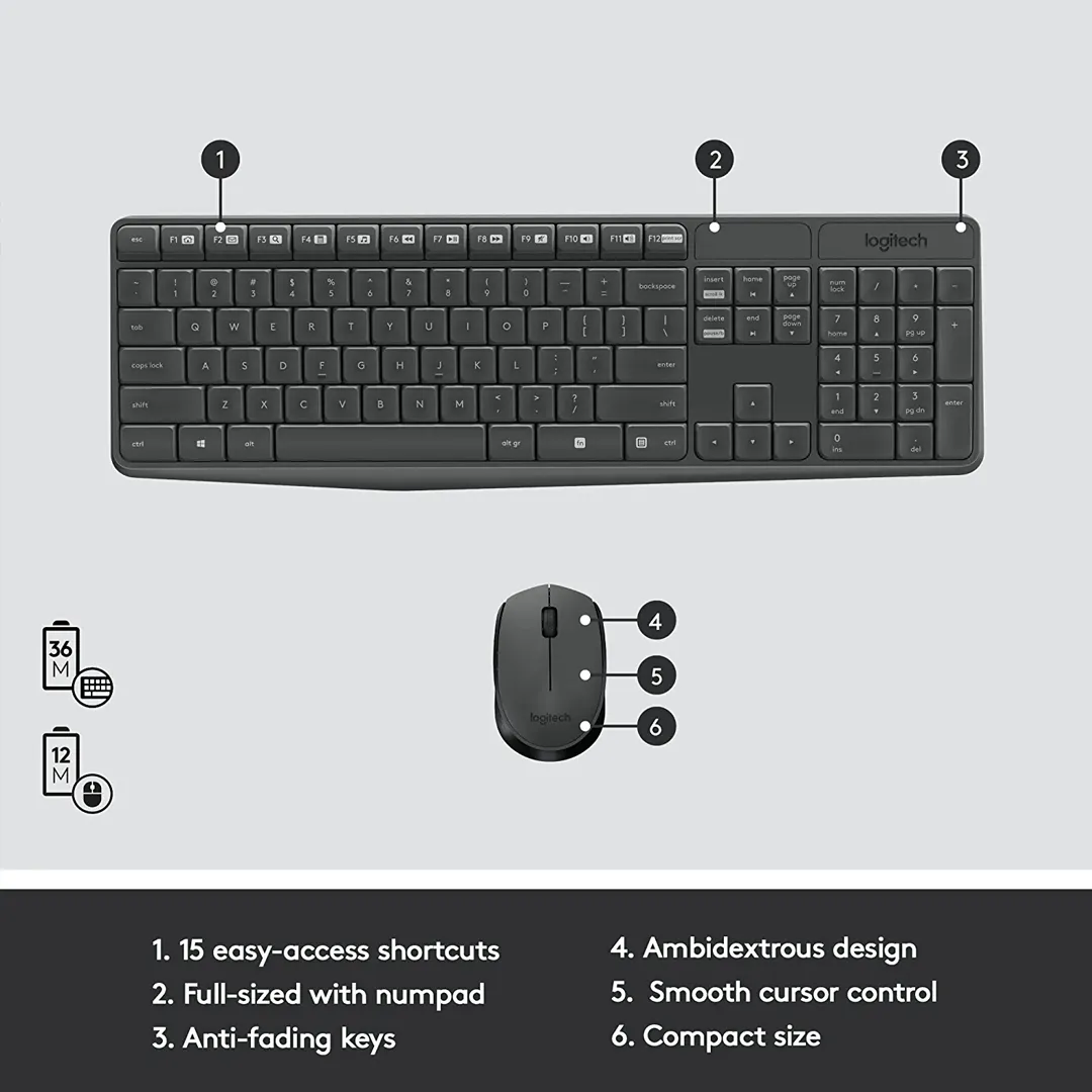 Logitech MK235 Wireless Keyboard and Mouse Combo