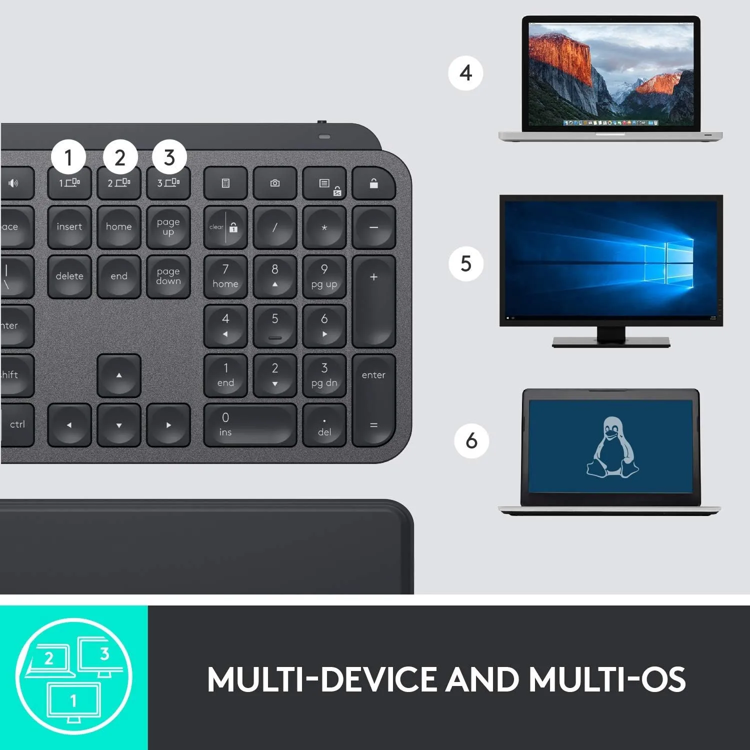 Logitech MX Keys Plus Advanced Wireless Illuminated Keyboard With Palm Rest