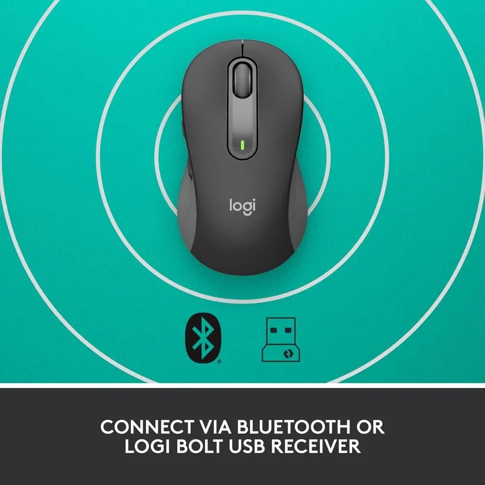 Logitech Signature M650 Wireless Mouse - For Small to Medium Sized Hands, 2-Year Battery, Silent Clicks, Customisable Side Buttons, Bluetooth, for PC/Mac/Multi-Device/Chromebook - Graphite