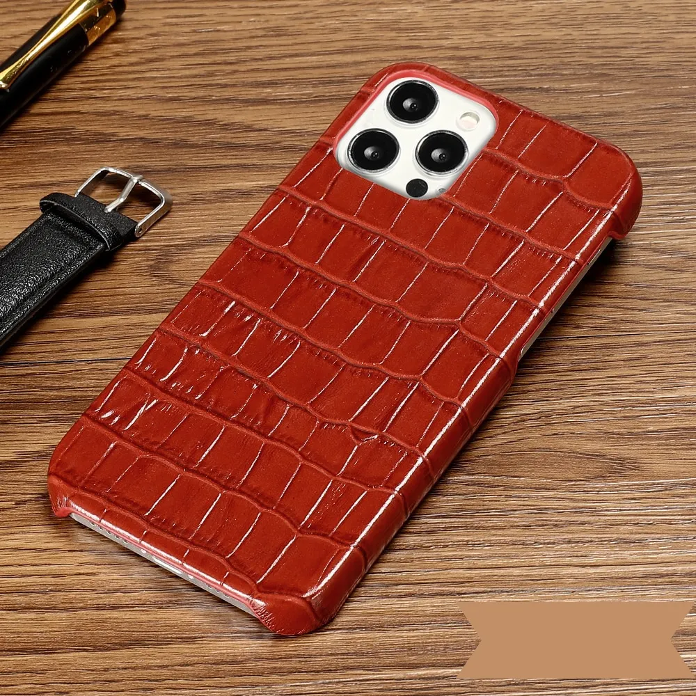 Luxury Crocodile Texture Genuine Leather iPhone Case