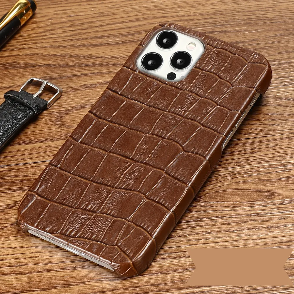 Luxury Crocodile Texture Genuine Leather iPhone Case