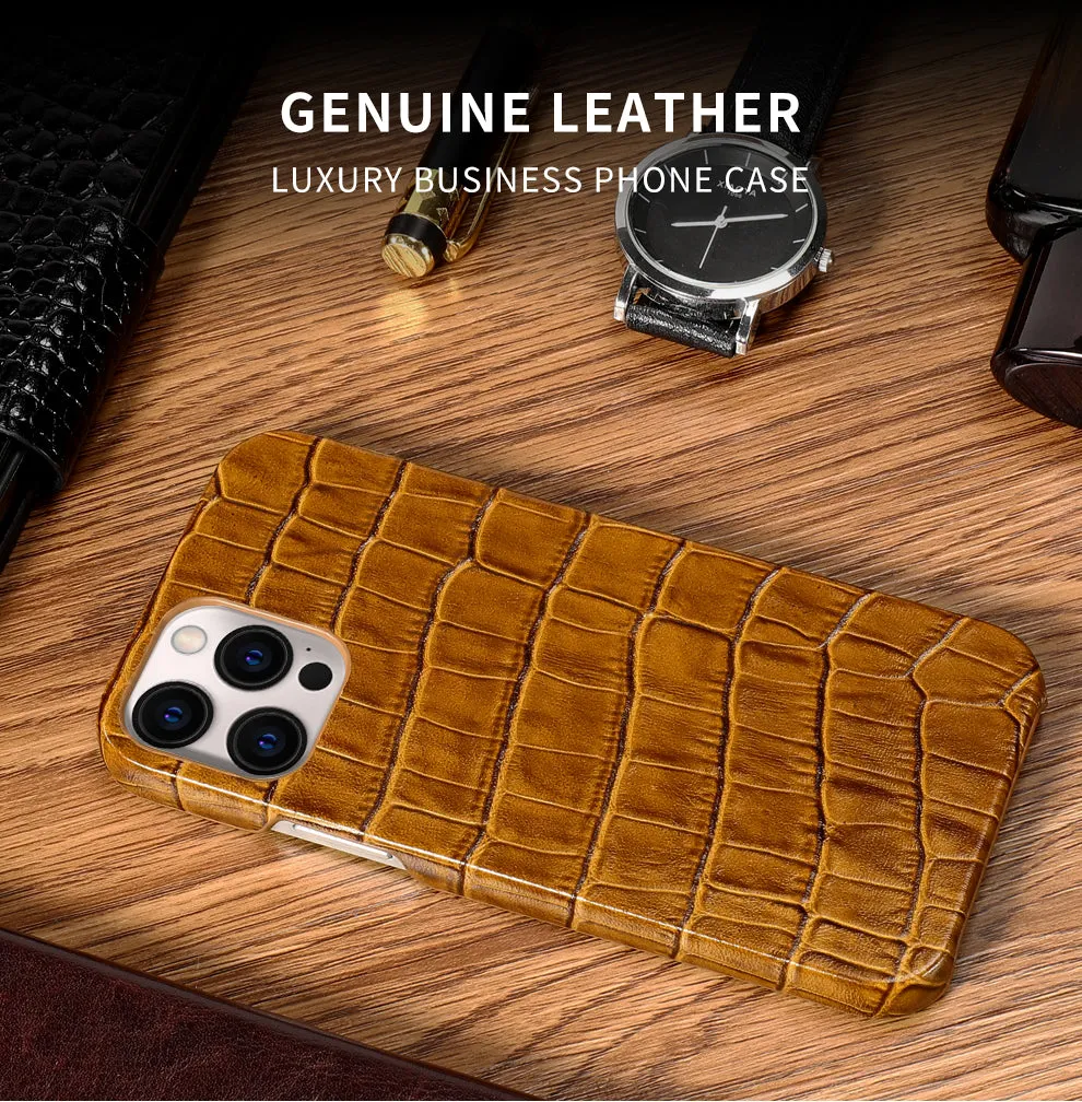 Luxury Crocodile Texture Genuine Leather iPhone Case