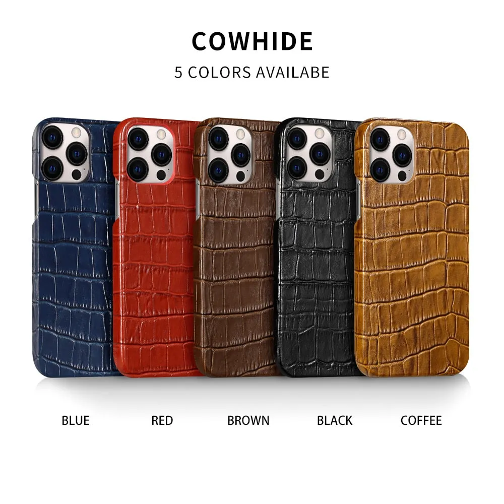 Luxury Crocodile Texture Genuine Leather iPhone Case