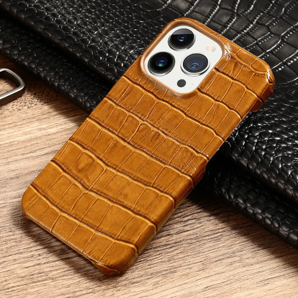 Luxury Crocodile Texture Genuine Leather iPhone Case