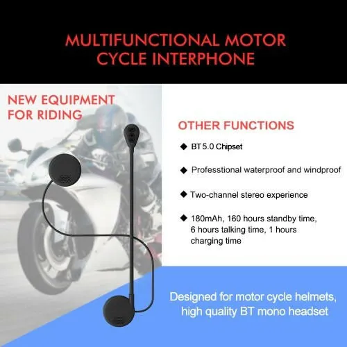 M5H BT 5.0 Moto Helmet Headset Wireless Handsfree Stereo Earphone Motorcycle Helmet Headphones MP3 Speaker