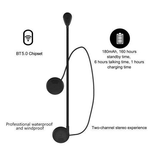 M5H BT 5.0 Moto Helmet Headset Wireless Handsfree Stereo Earphone Motorcycle Helmet Headphones MP3 Speaker