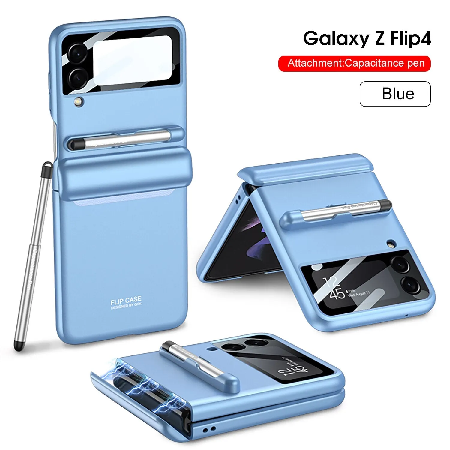 Magnetic Hinge Phone Case With Pen For Samsung Galaxy Z Flip 5 4