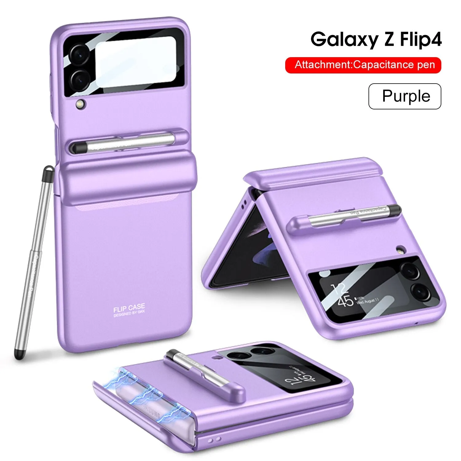 Magnetic Hinge Phone Case With Pen For Samsung Galaxy Z Flip 5 4