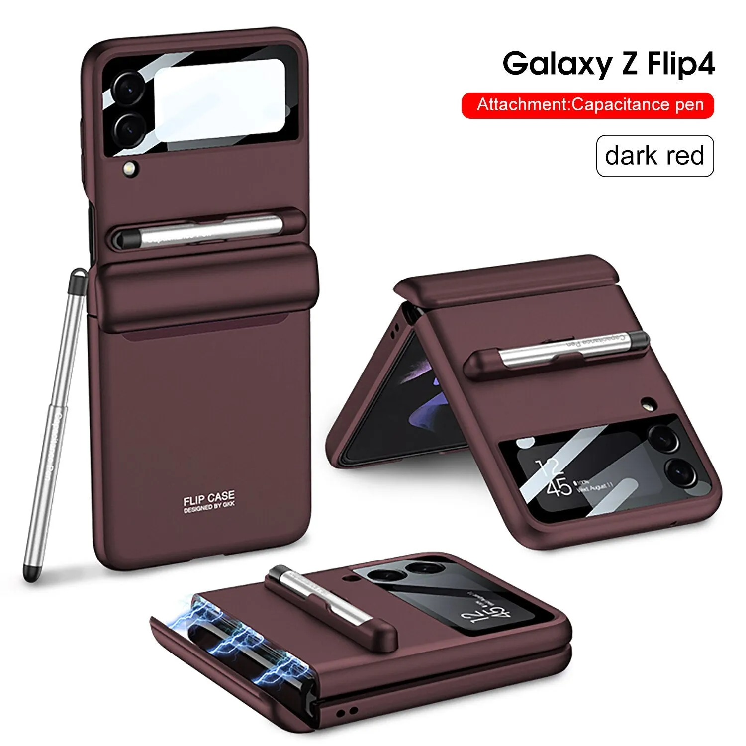 Magnetic Hinge Phone Case With Pen For Samsung Galaxy Z Flip 5 4