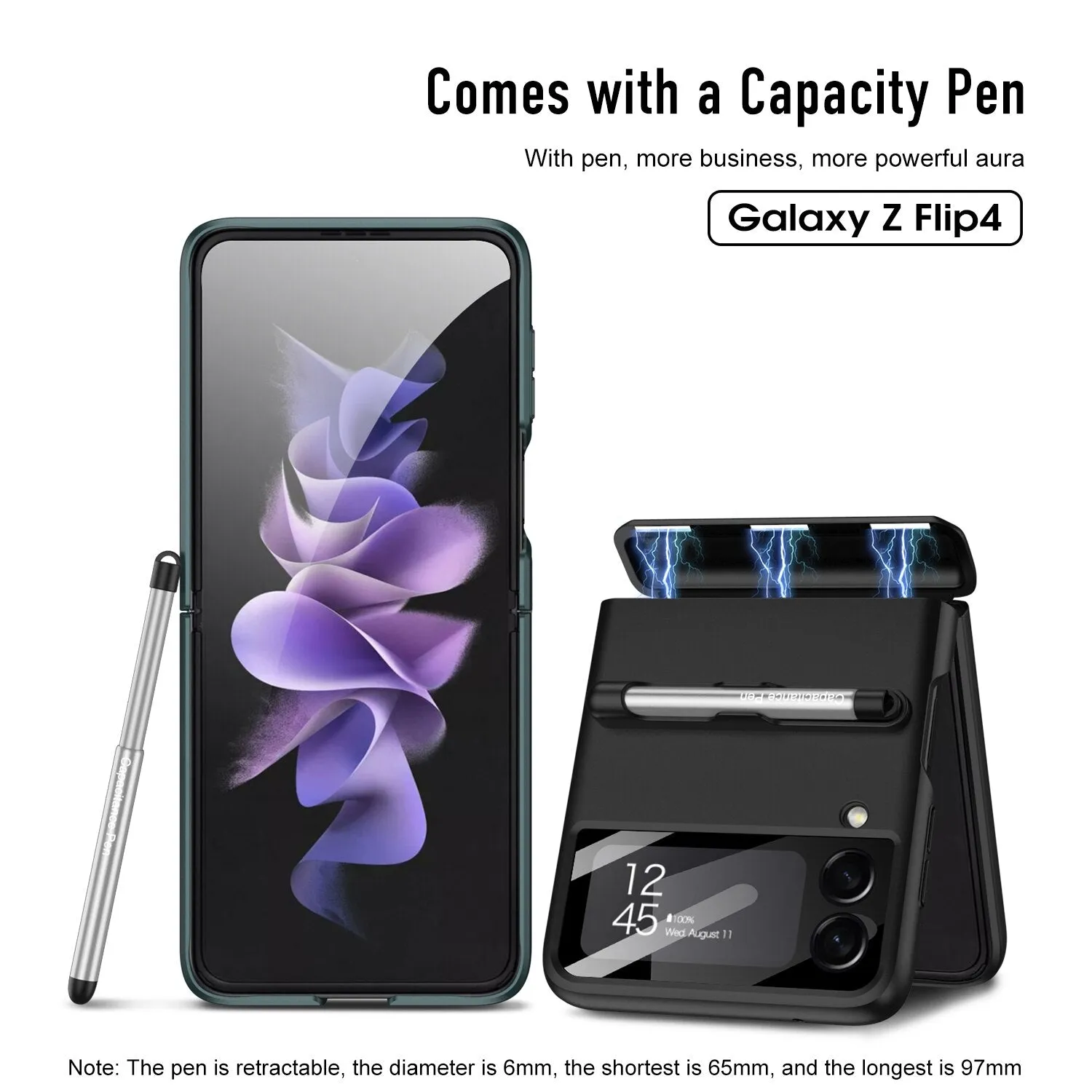 Magnetic Hinge Phone Case With Pen For Samsung Galaxy Z Flip 5 4