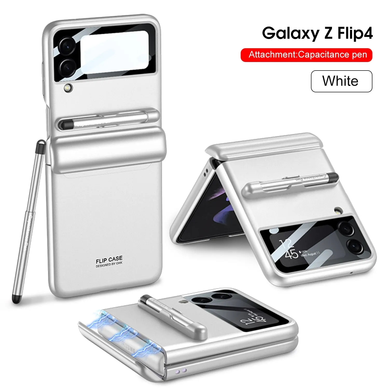 Magnetic Hinge Phone Case With Pen For Samsung Galaxy Z Flip 5 4