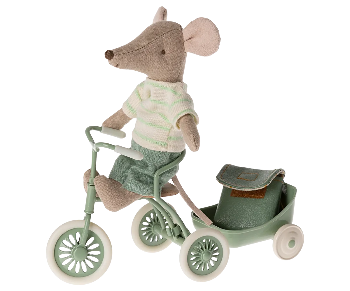 Maileg Tricycle Mouse with Bag – Big Brother (Mint)