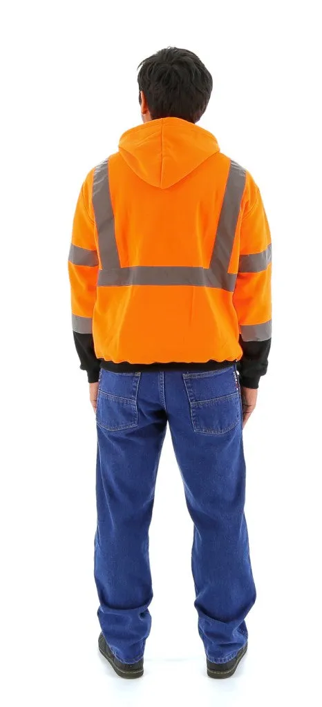 Majestic 75-5326 Hi-Vis Hooded Sweatshirt Zippered Front ANSI 3