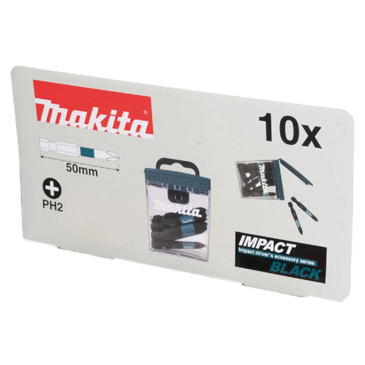 Makita E-12407 PH2 50mm Screw Impact Black Bit Set Of 10 Piece